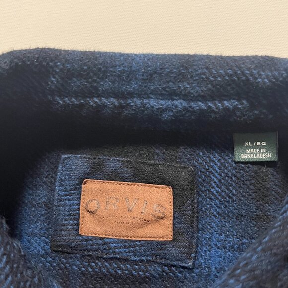 Orvis Heavyweight Flannel Shirt Button Up Shacket Jacket Blue Men's size XL - Picture 6 of 9